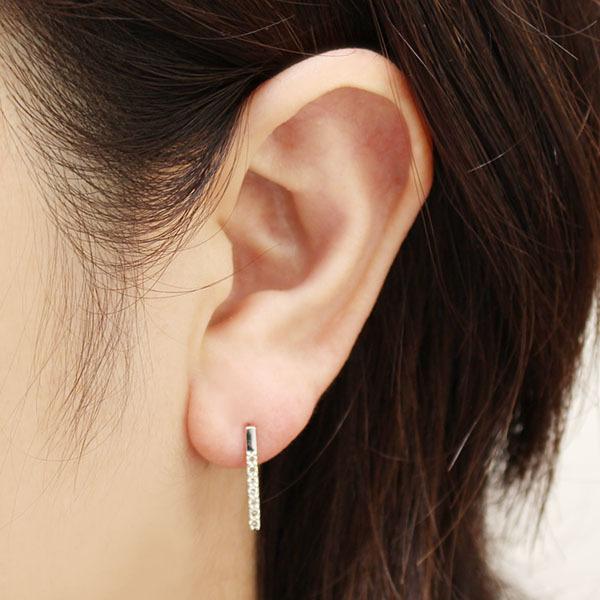ピアス ダイヤモンド ダイヤ スタッドピアス バーピアス 18金 k18 18k ホワイトゴールド ユニセックス 送料無料 プレゼント ギフト ご褒美 自分買い puの画像