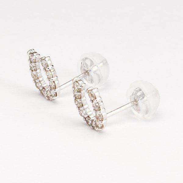 ピアス ダイヤモンド ダイヤ スタッドピアス ホースシューピアス 馬蹄 18金 k18 18k ホワイトゴールド ユニセックス 送料無料 プレゼント ギフト 自分買い puの画像