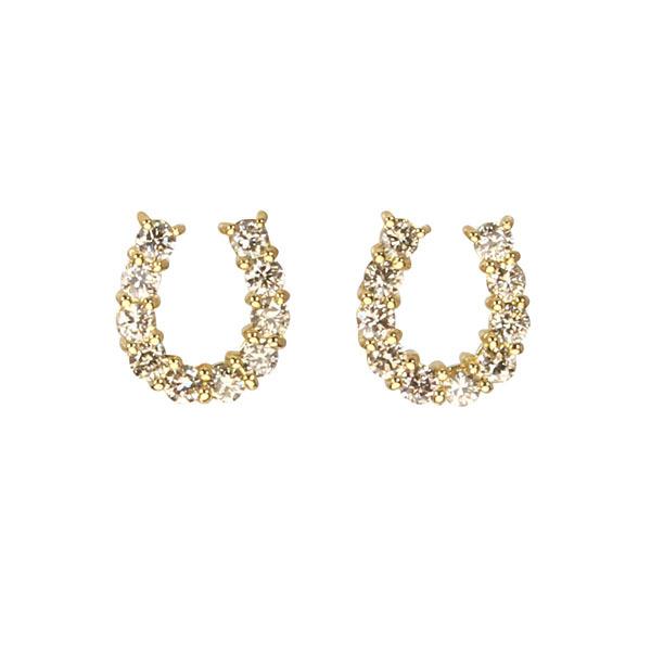 ピアス ダイヤモンド ダイヤ スタッドピアス ホースシューピアス 馬蹄 18金 k18 18k イエローゴールド ユニセックス 送料無料 プレゼント ギフト 自分買い puの画像