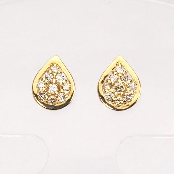 ピアス ダイヤモンド ダイヤ スタッドピアス 18金 k18 18k イエローゴールド ティアドロップ しずく ユニセックス 送料無料 プレゼント ご褒美 自分買い puの画像