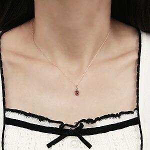 ロードライトガーネット ネックレス ユニセックス ジェンダーレス k18ピンクゴールド ダイヤモンド0.01ct トレンド プレゼント ギフト ご褒美 自分買い puの画像