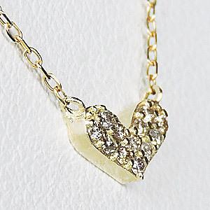 ハートネックレス ダイヤモンド ネックレス k18 18k 18金 ゴールド ダイヤネックレス ペンダント 男女兼用 ユニセックス プレゼント ギフト 自分買い puの画像