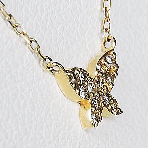 ダイヤモンド ネックレス バタフライ 蝶 k18 18k 18金 イエローゴールド ダイヤネックレス ユニセックス プレゼント ギフト ご褒美 自分買い puの画像
