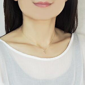 ダイヤモンド ネックレス クロス 十字架 ネックレス k18 18k 18金 イエローゴールド ネックレス チェーン付 ペンダント プレゼント ギフト 自分買い puの画像