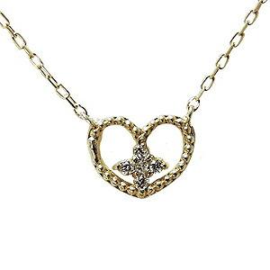 ハートネックレス ダイヤモンド ネックレス k18 18k 18金 イエローゴールド ネックレス チェーン付 ダイヤ 男女兼用 ユニセックス プレゼント ギフト pu