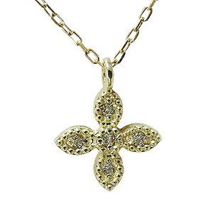 ダイヤモンド ネックレス クロス k18 18k 18金 イエローゴールド 十字架 クロスモチーフ ペンダント ユニセックス プレゼント ギフト ご褒美 自分買い pu