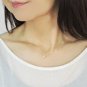 ダイヤモンド ネックレス スリーストーン ダイヤ 0.13ct 18金 k18 18k イエローゴールド ダイヤネックレス 男女兼用 ユニセックス プレゼント ギフト puの画像