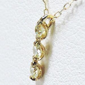 ダイヤモンド ネックレス スリーストーン ダイヤ 0.10ct 18金 k18 18k イエローゴールド ペンダント ユニセックス 4月誕生石 プレゼント ご褒美 自分買い puの画像