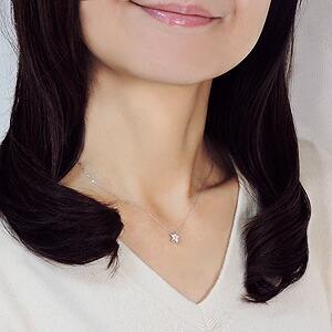 ダイヤモンド ネックレス ダイヤ 0.04ct k18 18k 18金 ホワイトゴールド スター 星 ペンダント 男女兼用 ユニセックス プレゼント ギフト ご褒美 自分買い puの画像