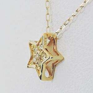 ダイヤモンド ネックレス ダイヤネックレス ダイヤ 18金 k18 18k イエローゴールド スター 星 ペンダント ユニセックス 4月誕生石 プレゼント ギフト puの画像