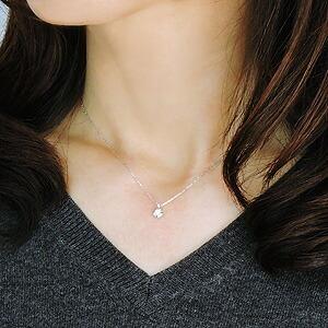 ダイヤモンド ネックレス ダイヤ 0.12ct 18k k18 18金 ホワイトゴールド チェーン付 ペンダント ユニセックス 男女兼用 4月誕生石 プレゼント ギフト puの画像