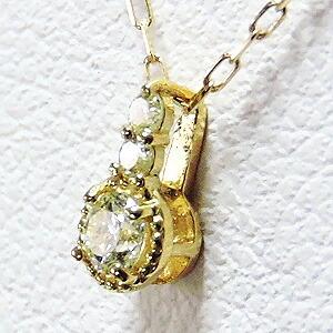 ダイヤモンド ネックレス スリーストーン ダイヤ 18金 k18 18k イエローゴールド ペンダント ユニセックス 4月誕生石 プレゼント ギフト ご褒美 自分買い puの画像