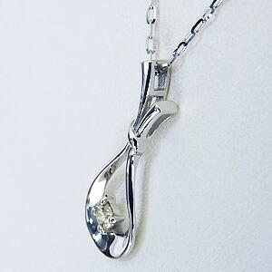 ネックレス ダイヤモンド ネックレス ダイヤ 0.10ct k18 18k 18金 ホワイトゴールド フラワー リボン ペンダント ユニセックス プレゼント ギフト puの画像
