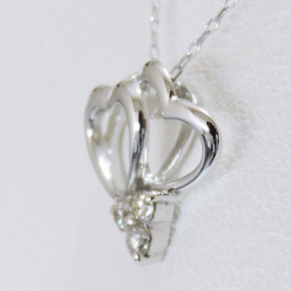 ダイヤモンド ネックレス 18k k18 18金 ホワイトゴールド ダイヤ 0.06ct ハート heart ペンダント ユニセックス 男女兼用 プレゼント ギフト 自分買い puの画像