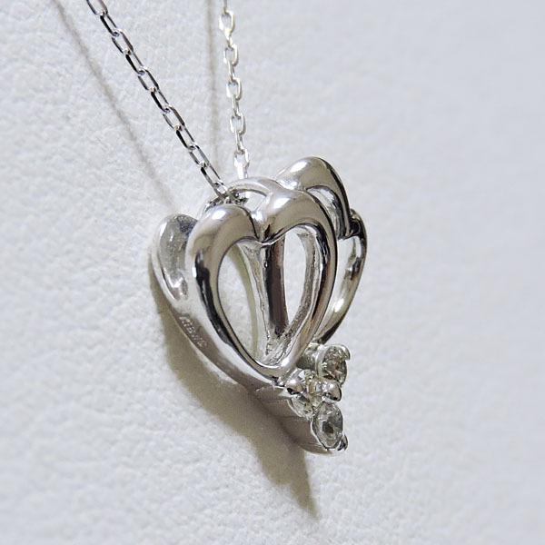 ダイヤモンド ネックレス 18k k18 18金 ホワイトゴールド ダイヤ 0.06ct ハート heart ペンダント ユニセックス 男女兼用 プレゼント ギフト 自分買い puの画像