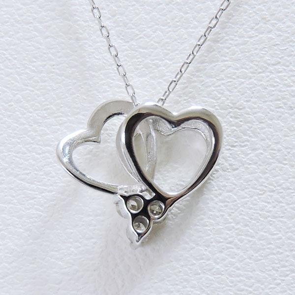 ダイヤモンド ネックレス 18k k18 18金 ホワイトゴールド ダイヤ 0.06ct ハート heart ペンダント ユニセックス 男女兼用 プレゼント ギフト 自分買い puの画像