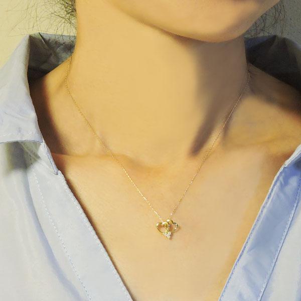 ダイヤモンド ネックレス ダイヤ 0.06ct 18金 18k k18 イエローゴールド ペンダント ハート ユニセックス 男女兼用 プレゼント ギフト ご褒美 自分買い puの画像