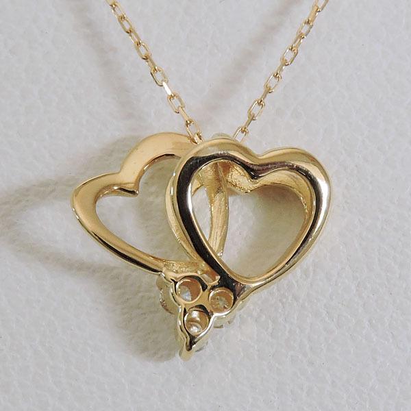 ダイヤモンド ネックレス ダイヤ 0.06ct 18金 18k k18 イエローゴールド ペンダント ハート ユニセックス 男女兼用 プレゼント ギフト ご褒美 自分買い puの画像