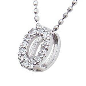 ダイヤモンド ネックレス ペンダント ダイヤ 0.08ct サークル ホワイトゴールド k18 18k 18金 チェーン付 ユニセックス プレゼント ギフト 自分買い puの画像