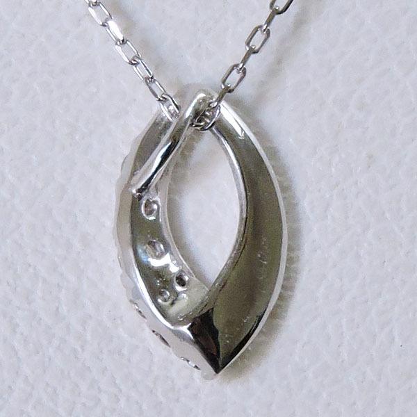 ダイヤモンド ネックレス 18金 18k k18 ホワイトゴールド ダイヤ 0.08ct リーフ オーバル ペンダント 男女兼用 ユニセックス プレゼント ご褒美 自分買い puの画像