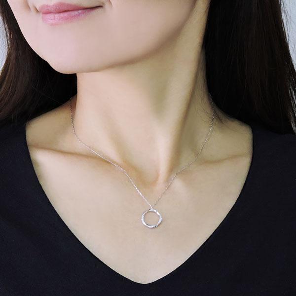 ダイヤモンド ネックレス 18金 k18 18k ホワイトゴールド ダイヤ 0.04ct サークル 円型 インフィニティ 男女兼用 ユニセックス プレゼント ギフト puの画像