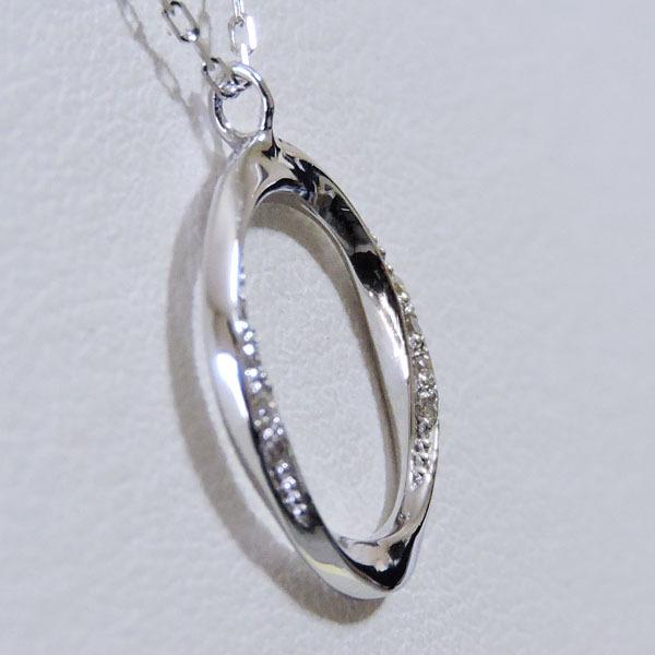 ダイヤモンド ネックレス 18金 k18 18k ホワイトゴールド ダイヤ 0.04ct サークル 円型 インフィニティ 男女兼用 ユニセックス プレゼント ギフト puの画像