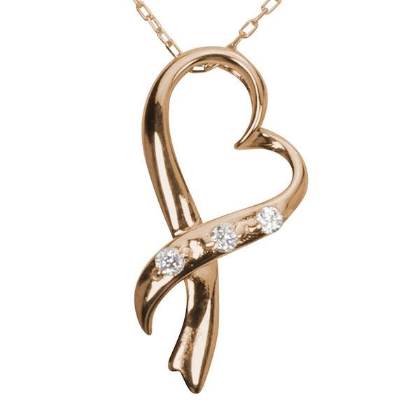 ハート ダイヤモンド ネックレス ダイヤモンドネックレス ハートネックレス 18金 k18 18k ピンクゴールド ダイヤ ユニセックス 送料無料 プレゼント pu