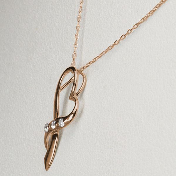 ハート ダイヤモンド ネックレス ダイヤモンドネックレス ハートネックレス 18金 k18 18k ピンクゴールド ダイヤ ユニセックス 送料無料 プレゼント pu
