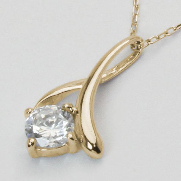 ダイヤモンド ネックレス ダイヤモンドネックレス ダイヤ ダイヤネックレス 一粒 18金 k18 18k イエローゴールド ユニセックス 送料無料 プレゼント puの画像