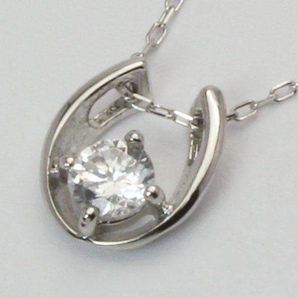 ダイヤモンド ホースシュー 馬蹄 ネックレス ホースシューネックレス k18 18k 18金 ホワイトゴールド ユニセックス 送料無料 プレゼント 自分買い puの画像