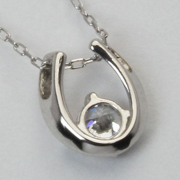 ダイヤモンド ホースシュー 馬蹄 ネックレス ホースシューネックレス k18 18k 18金 ホワイトゴールド ユニセックス 送料無料 プレゼント 自分買い puの画像