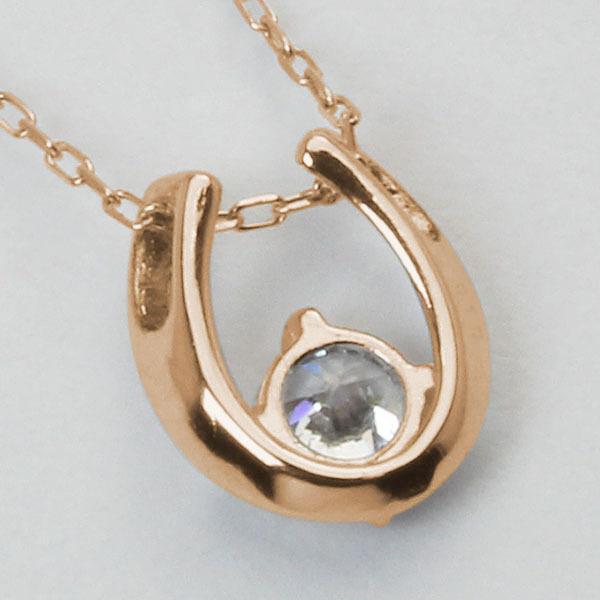 ダイヤモンド ホースシュー 馬蹄 ネックレス ホースシューネックレス k18 18k 18金 ピンクゴールド ユニセックス 送料無料 プレゼント 自分買い puの画像