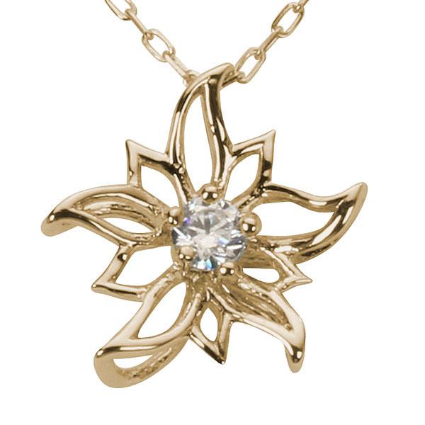 ダイヤモンド ネックレス ダイヤネックレス ダイヤ 花 フラワー k10 