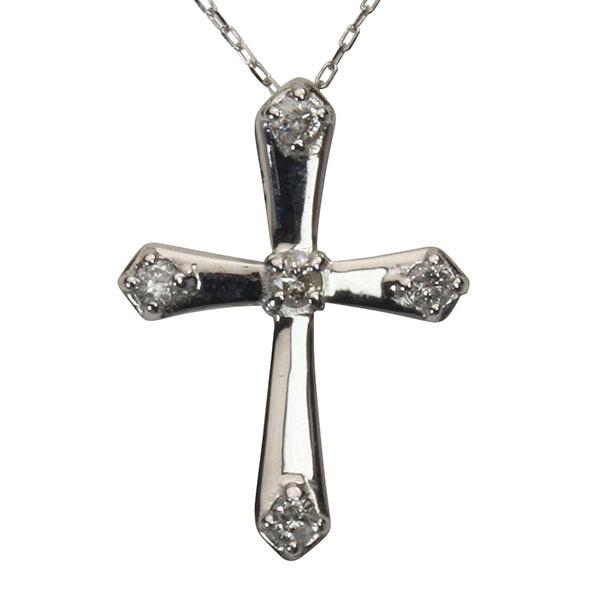 クロスネックレス 十字架ネックレス ダイヤモンド ネックレス クロス k18 18k 18金 ホワイトゴールド 送料無料 ユニセックス プレゼント 自分買い puの画像