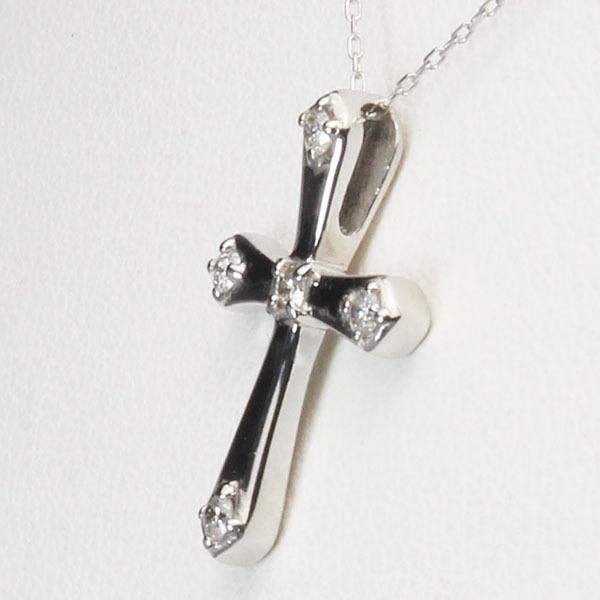 クロスネックレス 十字架ネックレス ダイヤモンド ネックレス クロス k18 18k 18金 ホワイトゴールド 送料無料 ユニセックス プレゼント 自分買い puの画像