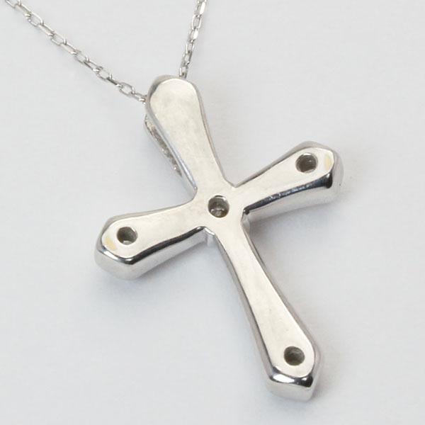 クロスネックレス 十字架ネックレス ダイヤモンド ネックレス クロス k18 18k 18金 ホワイトゴールド 送料無料 ユニセックス プレゼント 自分買い puの画像