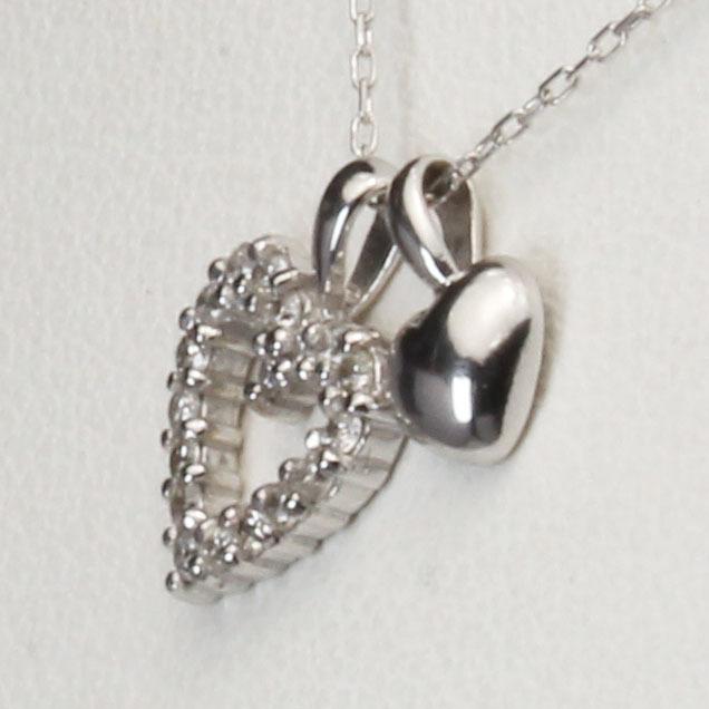 ハートネックレス ダイヤモンドネックレス ダイヤモンド ネックレス ハート k18 18k 18金 ホワイトゴールド ユニセックス 送料無料 プレゼント 自分買い puの画像