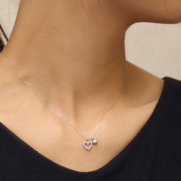 ハートネックレス ダイヤモンドネックレス ダイヤモンド ネックレス ハート k18 18k 18金 ホワイトゴールド ユニセックス 送料無料 プレゼント 自分買い puの画像
