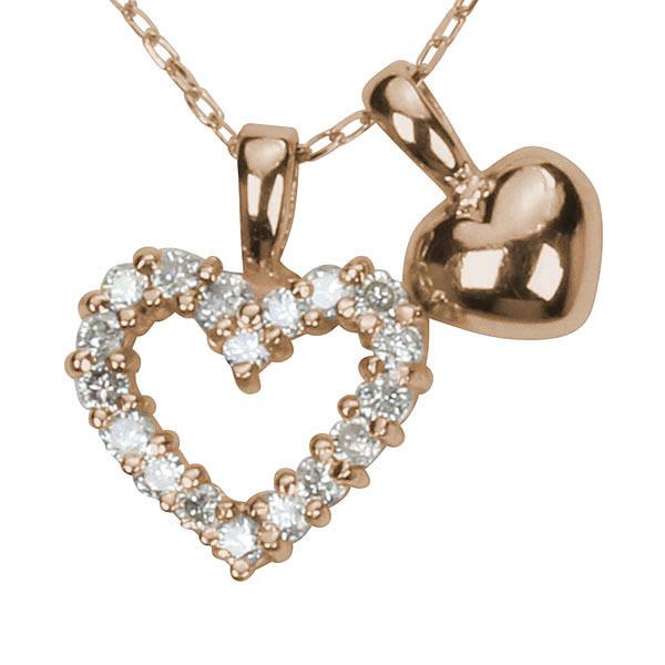 ハートネックレス ダイヤモンドネックレス ダイヤモンド ネックレス ハート k18 18k 18金 ピンクゴールド ユニセックス 送料無料 プレゼント ギフト puの画像