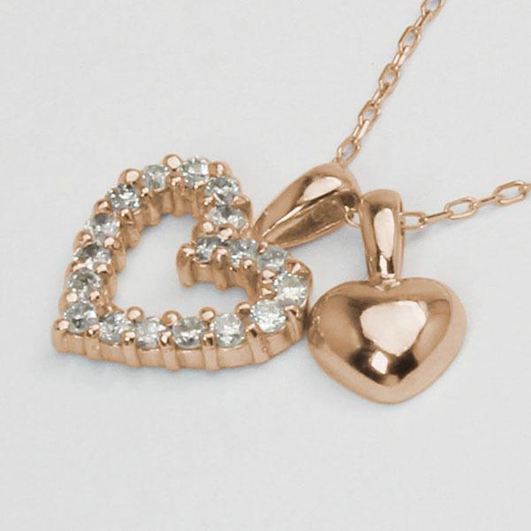 ハートネックレス ダイヤモンドネックレス ダイヤモンド ネックレス ハート k18 18k 18金 ピンクゴールド ユニセックス 送料無料 プレゼント ギフト puの画像