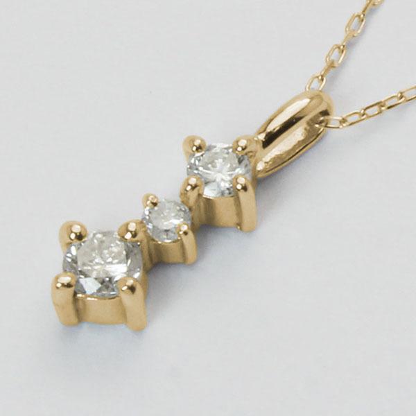 ダイヤモンド ネックレス ダイヤ ダイヤネックレス トリロジー k18 18k 18金 イエローゴールド ユニセックス 送料無料 シンプル プレゼント 自分買い puの画像