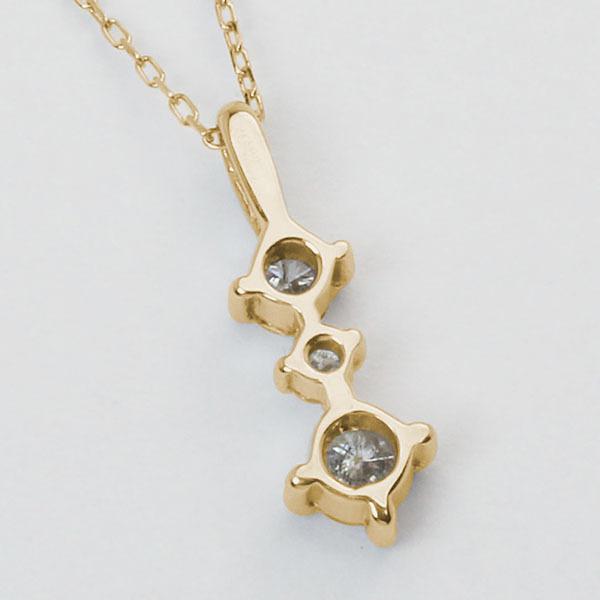 ダイヤモンド ネックレス ダイヤ ダイヤネックレス トリロジー k18 18k 18金 イエローゴールド ユニセックス 送料無料 シンプル プレゼント 自分買い puの画像