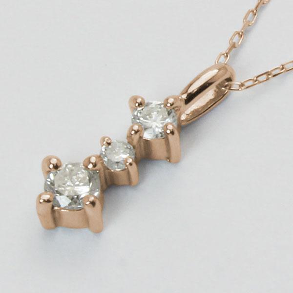 ダイヤモンド ネックレス ダイヤ ダイヤネックレス トリロジー k18 18k 18金 ピンクゴールド ユニセックス 送料無料 シンプル プレゼント 自分買い puの画像