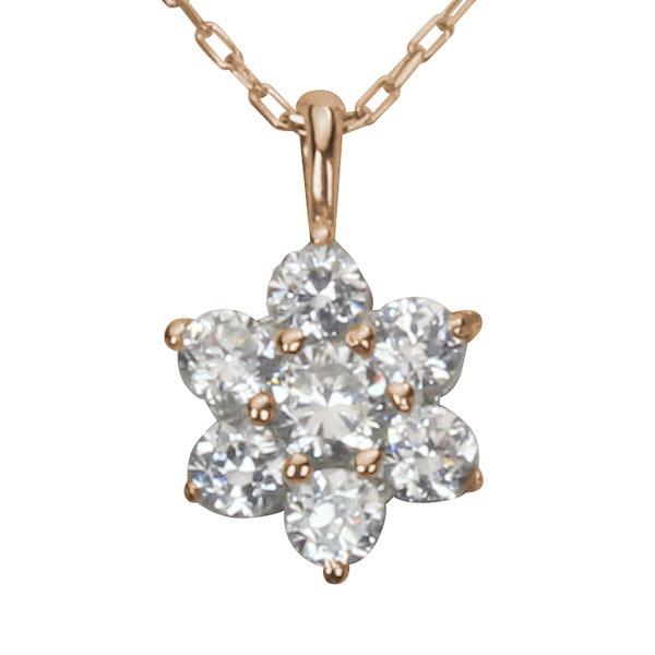 K10金ダイヤモンドネックレス ダイヤモンド ネックレス ダイヤネックレス ダイヤ フラワー 花