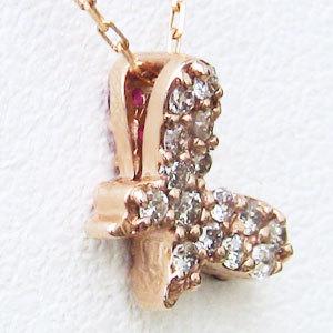 ネックレス バタフライ ルビー ダイヤモンド リバーシブル ネックレス k18 18k 18金 ピンクゴールド 蝶 ペンダント プレゼント ギフト ご褒美 自分買い puの画像