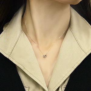 ハート ネックレス ダイヤモンド ネックレス ピンクゴールド k18 18k 18金 ダイヤ 0.09ct ペンダント メンズ レディース プレゼント ギフト 自分買い puの画像