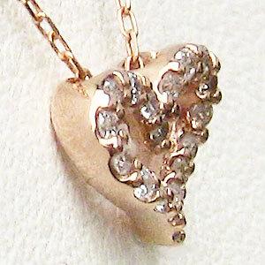 ハート ネックレス ダイヤモンド ネックレス ピンクゴールド k18 18k 18金 ダイヤ 0.09ct ペンダント メンズ レディース プレゼント ギフト 自分買い puの画像