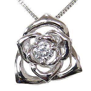 ダイヤモンド ネックレス 一粒 ダイヤ ペンダント 薔薇 バラ ばら k18