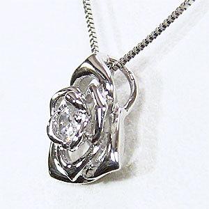 ダイヤモンド ネックレス 一粒 ダイヤ ペンダント 薔薇 バラ