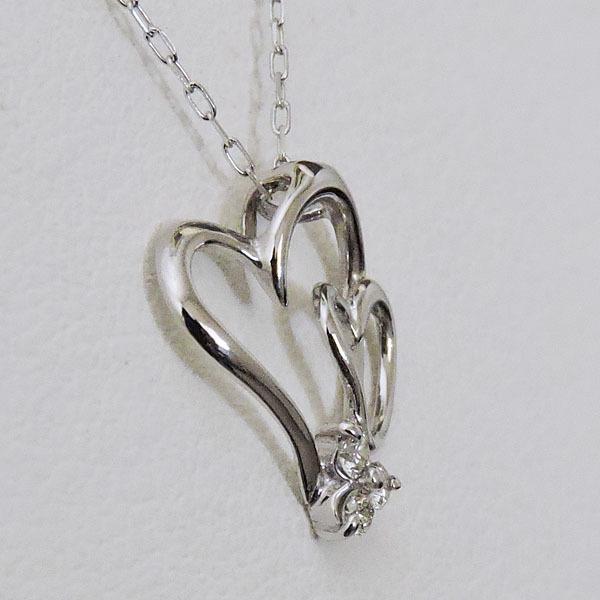 ダイヤモンド ネックレス ダイヤ 0.06ct k18 18k 18金 ホワイトゴールド ハートネックレス 男女兼用 ユニセックス 保証書付 プレゼント ご褒美 自分買い puの画像